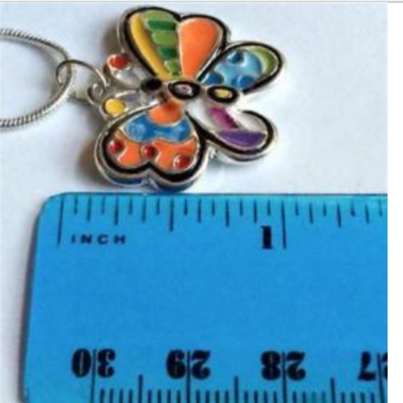 Silver Butterfly Necklace Pop Art 16-18" Colorful - Picture 8 of 8